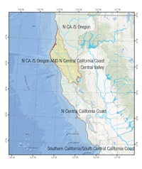 Map of N. CA - S. OR and CA Coast Recovery Domain